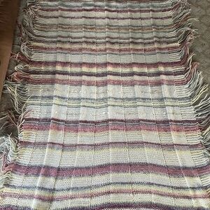 Hand Knit Wool Throw Blanket 52 X 64
